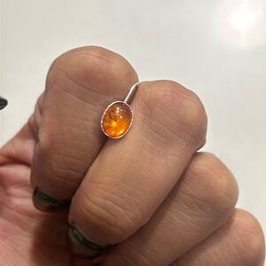 Amber and sterling silver earrings